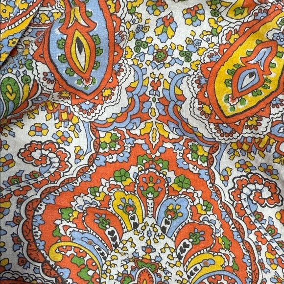 Talbots Paisley Button Down Shirt - Orange, Yellow, Cream - Picture 6 of 7